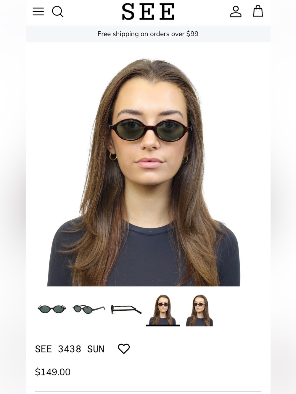 SEE NWOT Oval Tortoiseshell CBK Sunglasses Made in Italy Dark Lenses Sold Out